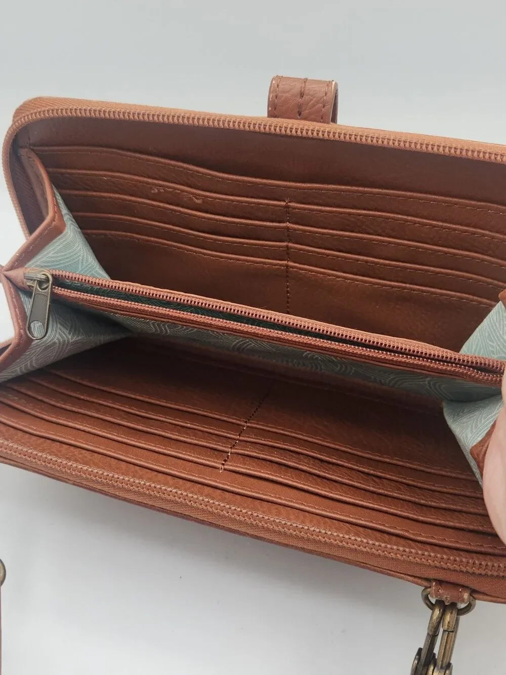 The Sak Brown Distressed Leather Wristlet Wallet Crossbody